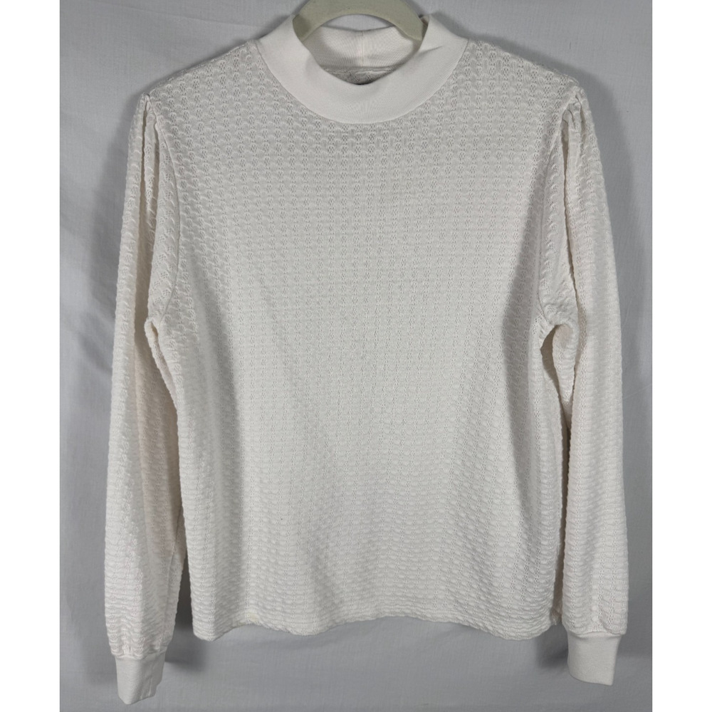 J. Crew Shirt Womens Large White Textured Mock Turtleneck Top